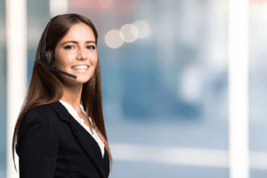 On Call Girl Service Agent smiling