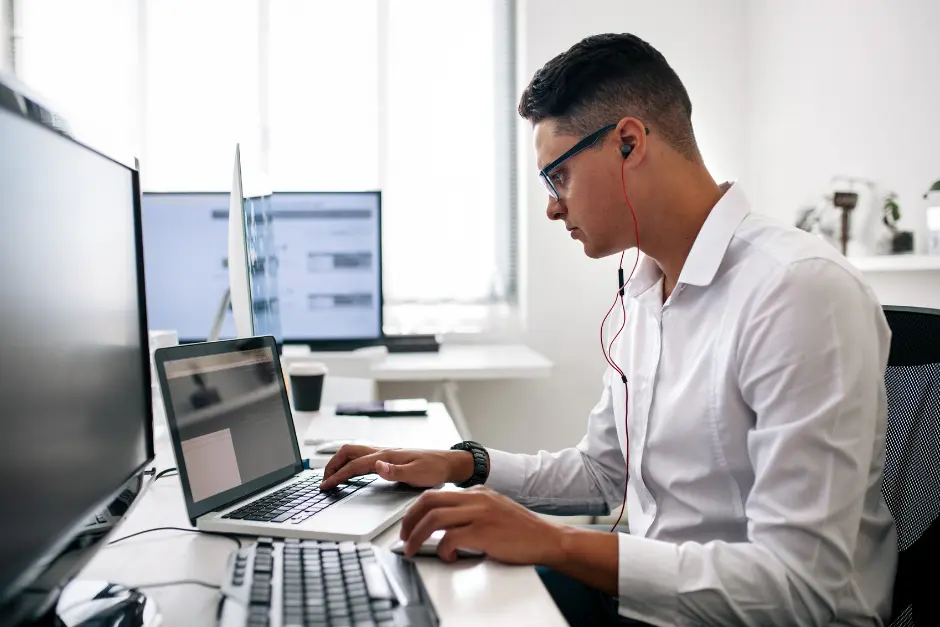 image of a man working in an office