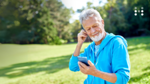 A happy Customer on the phone with a Digital Voice Agent